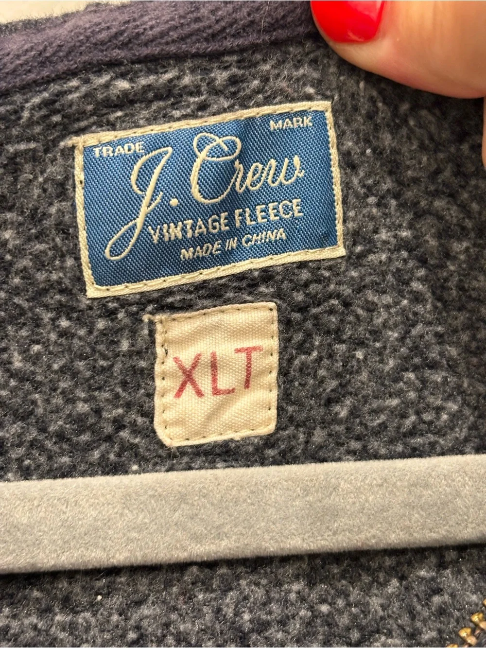 J. Crew Men's Muted Navy Vintage Fleece Zip-Up Hoodie XLT